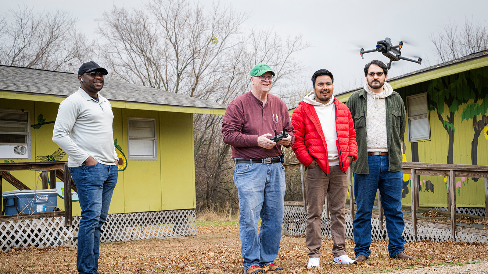 John South guides members of the UNT Aerial Remote Sensing Club.